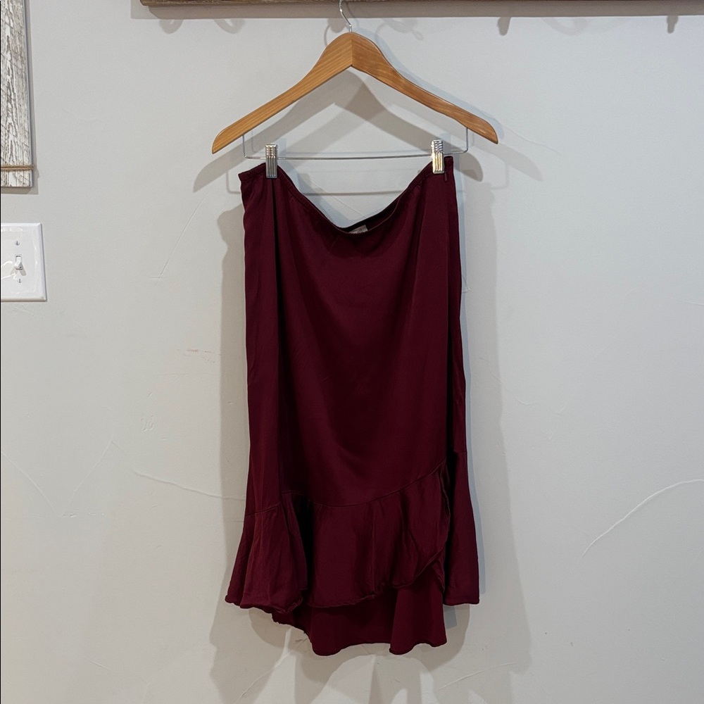 J. Jill Burgundy Ruffled Skirt